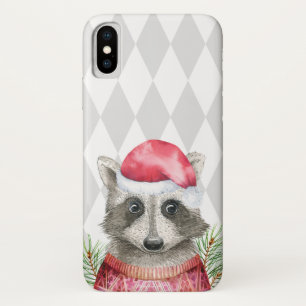 Case-Mate iPhone Case Cute Raccoon à Santa Hat avec Motif Arlequin