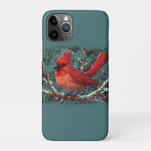 Coques Case-Mate iPhone Cute Red Cardinal with Winter Red Berries (Dos)