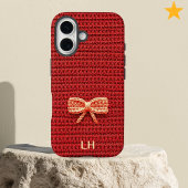 Coques Case-Mate iPhone Cute Red Crochet Bow Yarn Custom Name