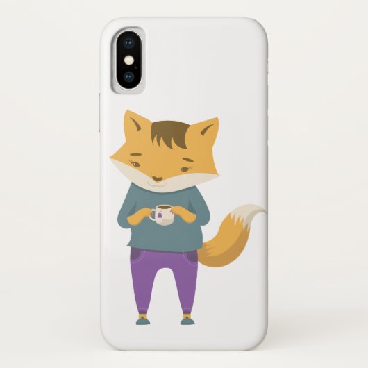 Coques Case-Mate iPhone Cute renard avec tasse de thé (Dos)