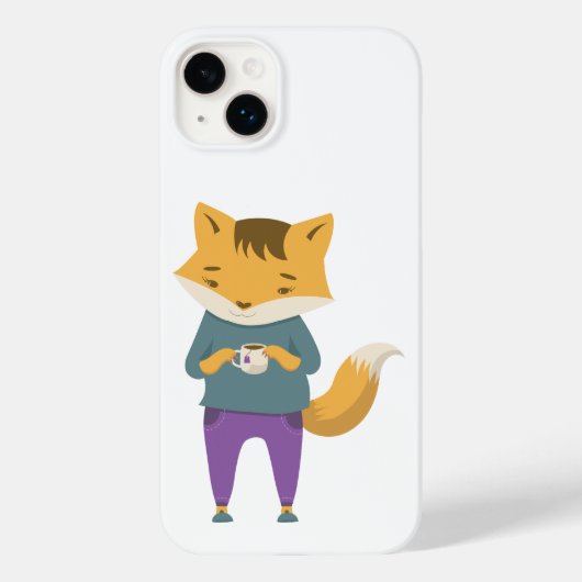 Coques Case-Mate iPhone Cute renard avec tasse de thé (Verso)