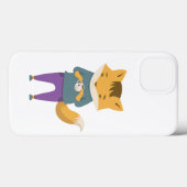 Coques Case-Mate iPhone Cute renard avec tasse de thé (Verso (horizontal))