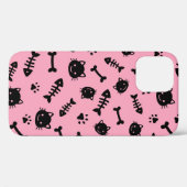 Coques Case-Mate iPhone Cute Rose Chat Bones Poisson Paw Motif (Verso (horizontal))