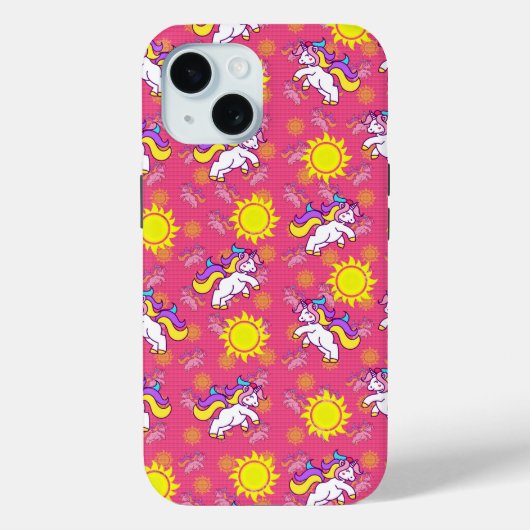 Coques Case-Mate iPhone Cute rose chaud Sunny Unicorn Design Motif (Verso)
