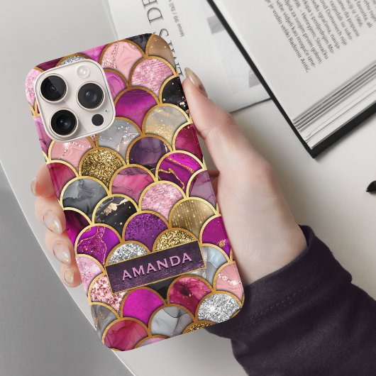 Coques Case-Mate iPhone Cute rose rose or sirène échelles girly