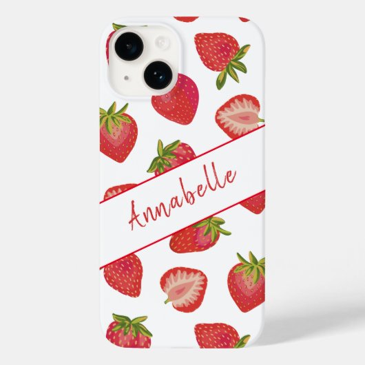 Coques Case-Mate iPhone Cute rouge Motif de fraise d'été personnalisé (Verso)