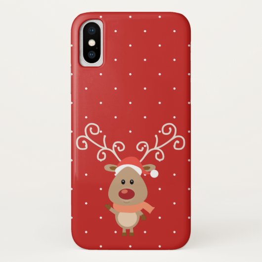 Coques Case-Mate iPhone Cute Rudolph, dessin de rennes à nez rouge (Dos)