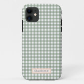 Coques Case-Mate iPhone Cute Sage Green Plaid Personnalisé (Dos)