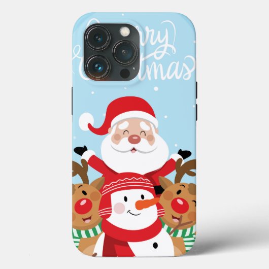 Coques Case-Mate iPhone Cute Santa Claus, deer and snowman (Verso)