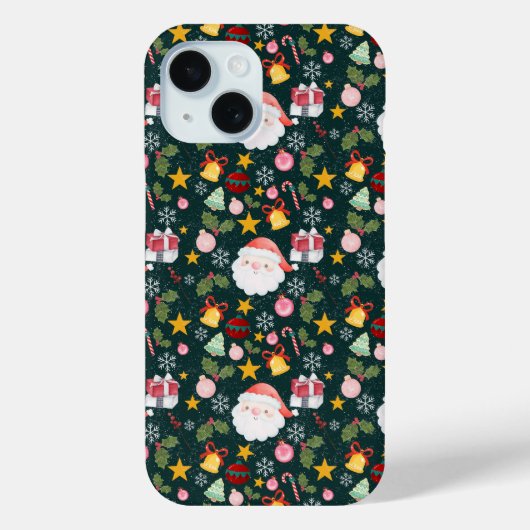 Coques Case-Mate iPhone Cute Santa Claus Holiday Seamless Pattern (Verso)