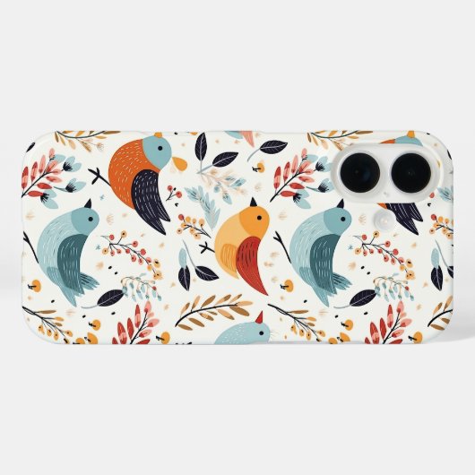 Coques Case-Mate iPhone Cute Scandinavian Bird Folk Art Nature (Verso (horizontal))