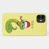 Coques Case-Mate iPhone Cute serpent vert avec chapeau santa dessin animé (Dos (Horizontal))