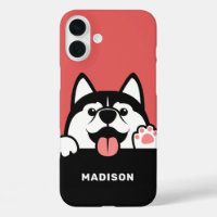 Cute Siberian Husky personnalisé nom de téléphone