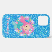 Coques Case-Mate iPhone Cute sirène rose Parties scintillant bleue Personn (Verso (horizontal))