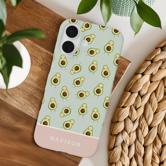 Coques Case-Mate iPhone Cute Smiling Kawaii Avocado Motif Personnalisé