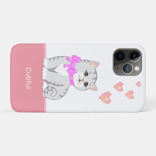 Coques Case-Mate iPhone Cute Tabby Chat & Coeurs sur Rose & Blanc (Dos (Horizontal))
