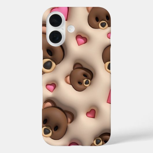 Coques Case-Mate iPhone Cute Teddy Bear Heart iPhone Sticker (Verso)
