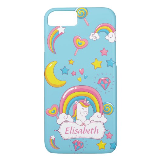 Coques Case-Mate iPhone Cute Trendy Magic Unicorn Nom personnalisé (Dos)