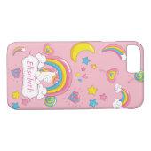 Coques Case-Mate iPhone Cute Trendy Magic Unicorn Nom personnalisé rose (Dos (Horizontal))