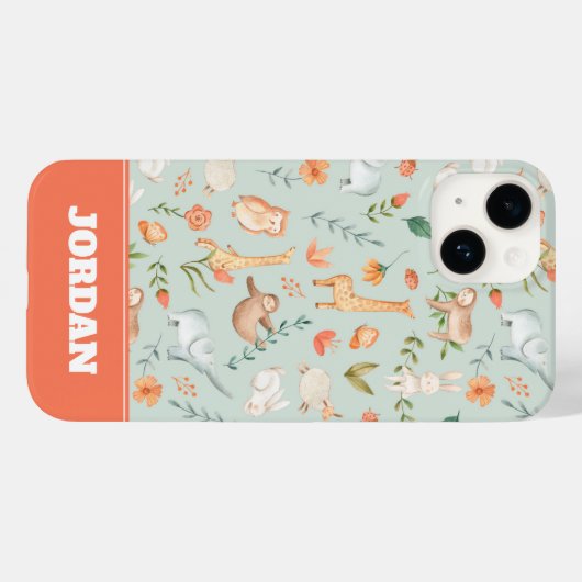 Coques Case-Mate iPhone Cute Turquoise bébé animal Pastel Motif (Verso (horizontal))