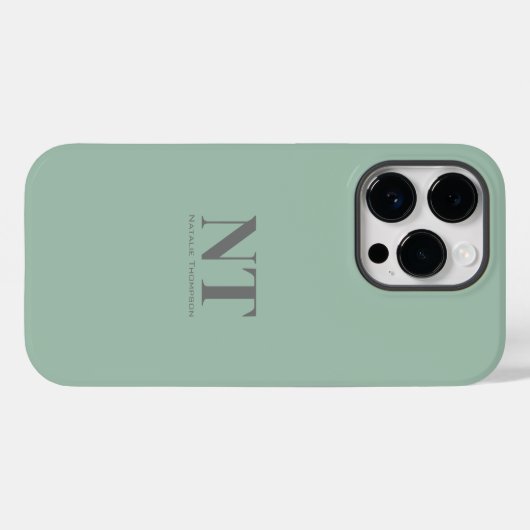 Coques Case-Mate iPhone Cute Turquoise simple Monogramme initial moderne (Verso (horizontal))