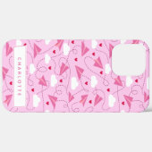 Coques Case-Mate iPhone Cute Valentine Volant avion Pink Hearts Nom (Verso / Droite)
