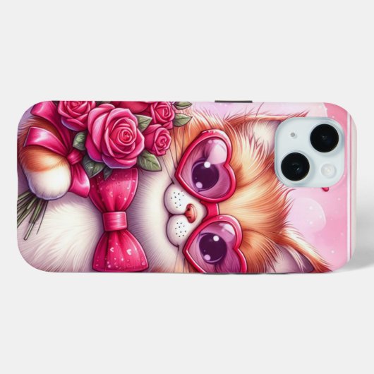 Coques Case-Mate iPhone Cute Valentine's day cat/chaton (Verso (horizontal))