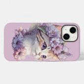 Coques Case-Mate iPhone Cute Violet Aquarelle Chat avec Flore (Verso (horizontal))