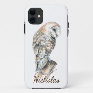 Case-Mate iPhone Case Cute Watercolor Barn Owl Bird Nom personnalisé