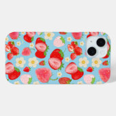 Coques Case-Mate iPhone Cute Watercolor Strawberry Seamless Pattern (Verso (horizontal))