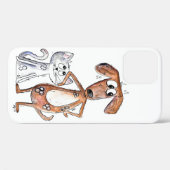 Coques Case-Mate iPhone Cute Whimsical Brown chien et chat gris (Verso (horizontal))