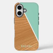 Coques Case-Mate iPhone Cute Wood and Light Teal Personalized (Verso)