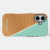 Coques Case-Mate iPhone Cute Wood and Light Teal Personalized (Verso (horizontal))
