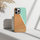 Coques Case-Mate iPhone Cute Wood and Light Teal Personalized