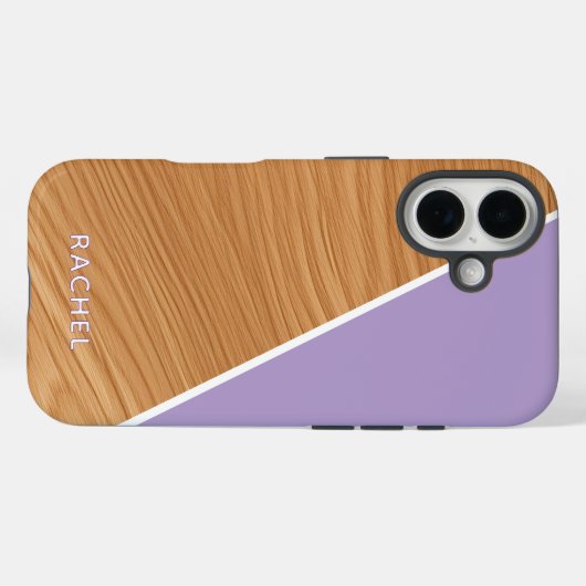 Coques Case-Mate iPhone Cute Wood and Purple Personalized  (Verso (horizontal))