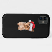 Coques Case-Mate iPhone Cute Yorkshire Terrier Père Noël Chiot Noël (Dos (Horizontal))