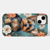 Coques Case-Mate iPhone Cute Yorkshire Terrier Puppy Floral (Verso (horizontal))