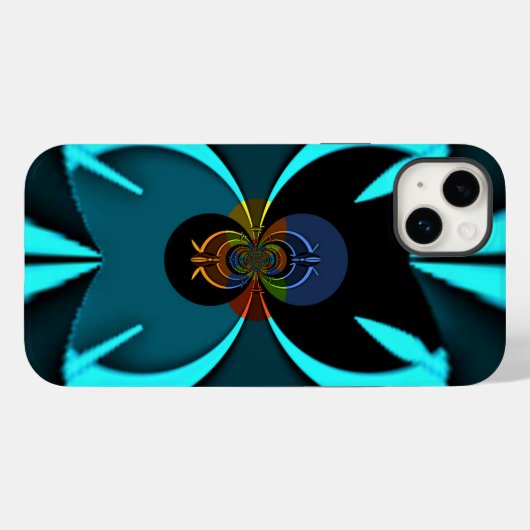 Coques Case-Mate iPhone Cyan Abstrait Art Print (Verso (horizontal))