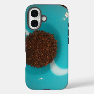 Coques iPhone 16 Cyan Blue Coffee Beans merveilleux design abstrait