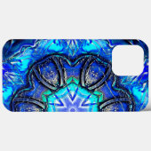 Coques Case-Mate iPhone Cyan et kaléidoscope très bleu de la peinture ciré (Verso (horizontal))