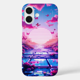 Coques iPhone 16 Cybercore Vaporwave esthétique et holographique Y2