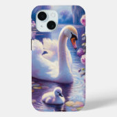 Coques Case-Mate iPhone Cygnet blanc avec Roses violets (Verso)