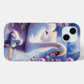 Coques Case-Mate iPhone Cygnet blanc avec Roses violets (Verso (horizontal))