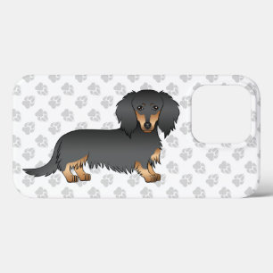 Case-Mate iPhone Case Dachshund à cheveux longs noir et tan caricature C