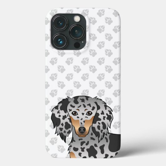 Coques Case-Mate iPhone Dachshund à poil long bringé noir et feu & pattes (Verso)