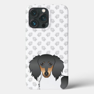 Case-Mate iPhone Case Dachshund à poils longs piebalde noir et feu & pat