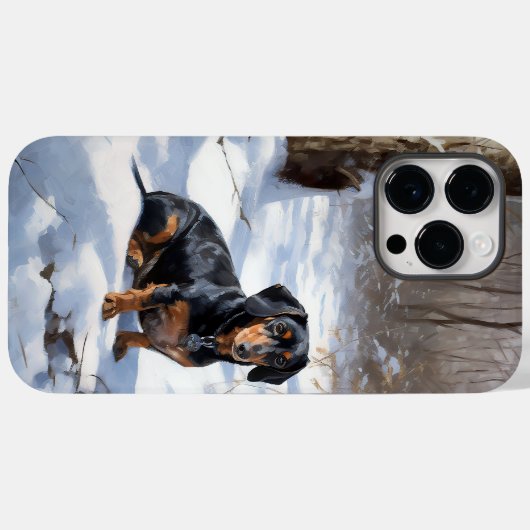 Coques Case-Mate iPhone Dachshund Qu'Il Neige Noël (Verso (horizontal))