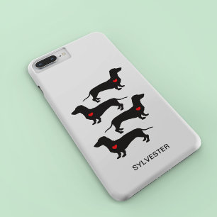 Coque Pour iPhone 14 Dachshund Saucisson Chien Red Heart Nom personnali