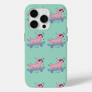 Coque iPhone 15 Pro Dachshund Skateboard Cool Art de Chien Drôle