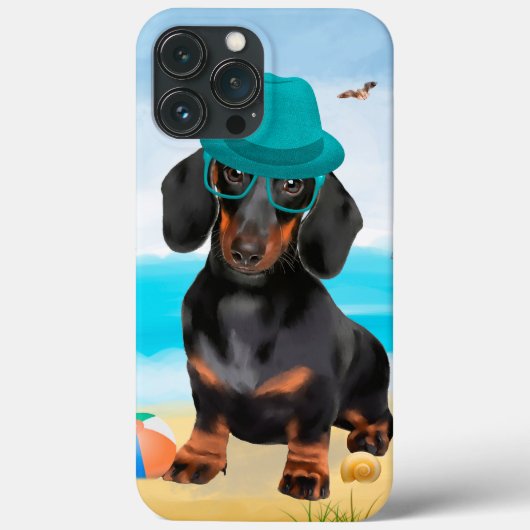 Coques Case-Mate iPhone Dachshund sur la plage (Verso)
